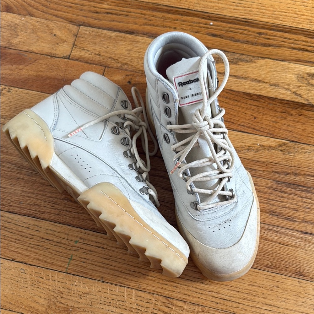Reebok Cream and Tan High-Top Sneakers